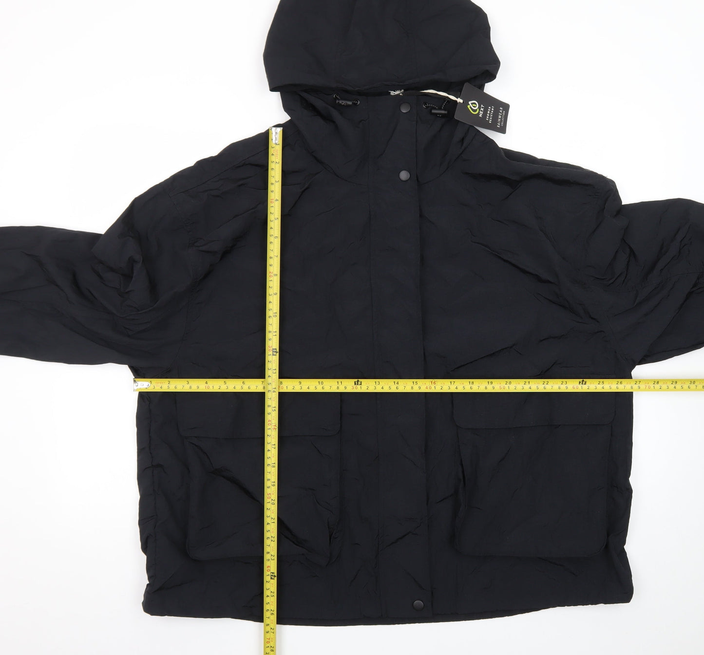 Next Women's Black Nylon Hooded Parka Jacket Size 16