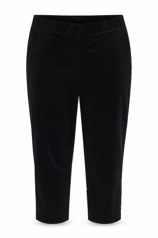Laura Ashley Women's Black Cropped Velvet Slim Trousers Size 18