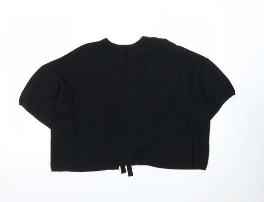 Sweewë Paris Womens Black Knit Lace-Up Cardigan M