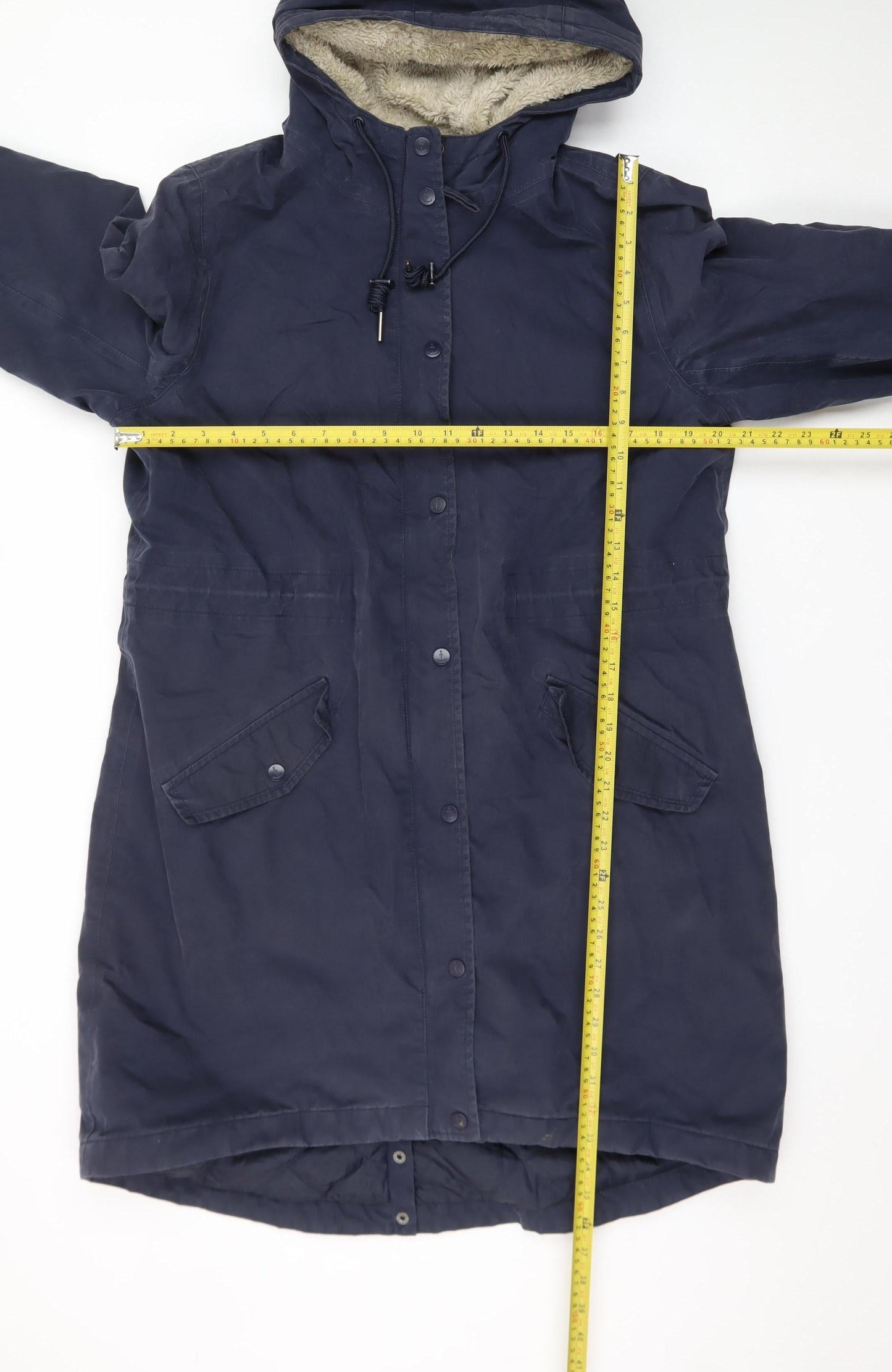 Seasalt Cornwall Women’s Blue Hooded Rain Coat Size 14 Lined Waterproof Jacket