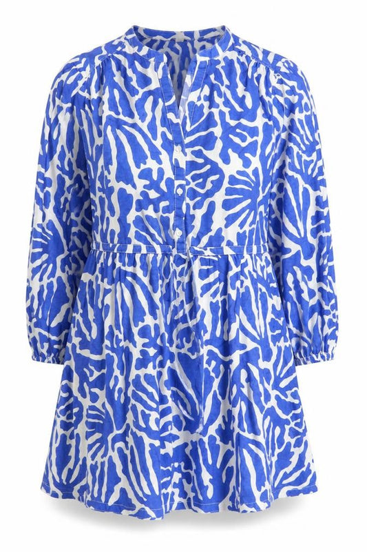 H&M Women Blue Linen Blend Short Shirt Dress Size S