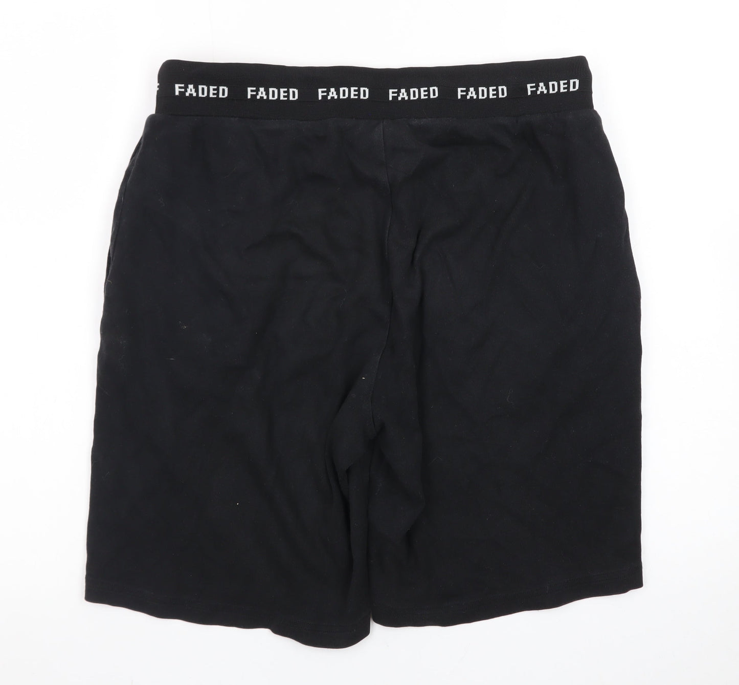 FADED Men's Black Sweat Shorts Size M Drawstring Waist Casual