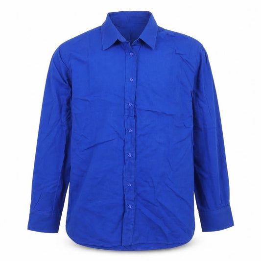 New Look Men's Blue Cotton Long Sleeve Button-Up Shirt Size 16