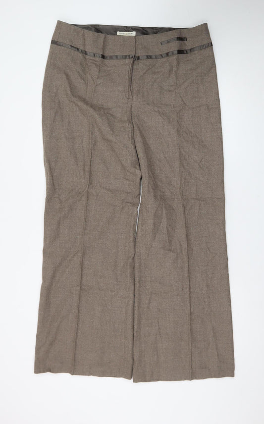 Laura Ashley Women’s Brown Linen Blend Wide-Leg Dress Pants Size 18