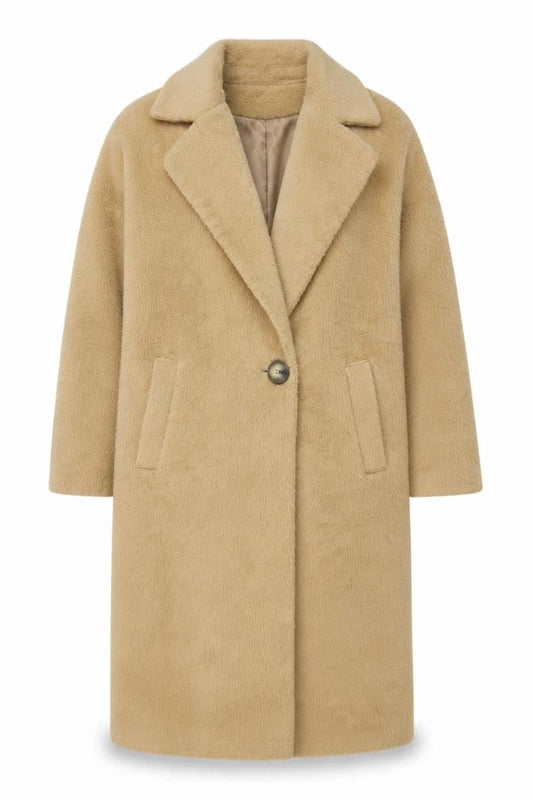 Marks and Spencer Women Beige Long Wool Blend Overcoat Size 10