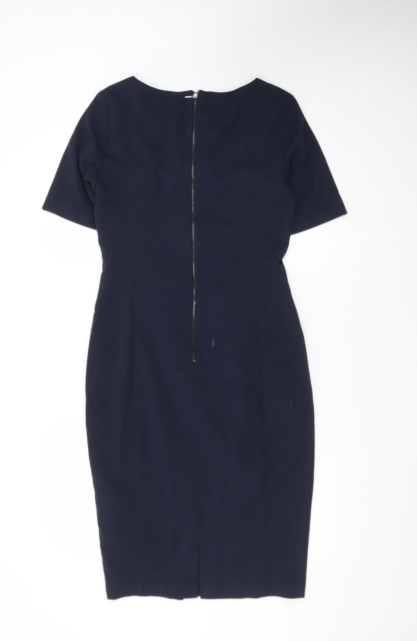 Marks and Spencer Women Navy Blue Size 12 Sheath Knee Length Dress