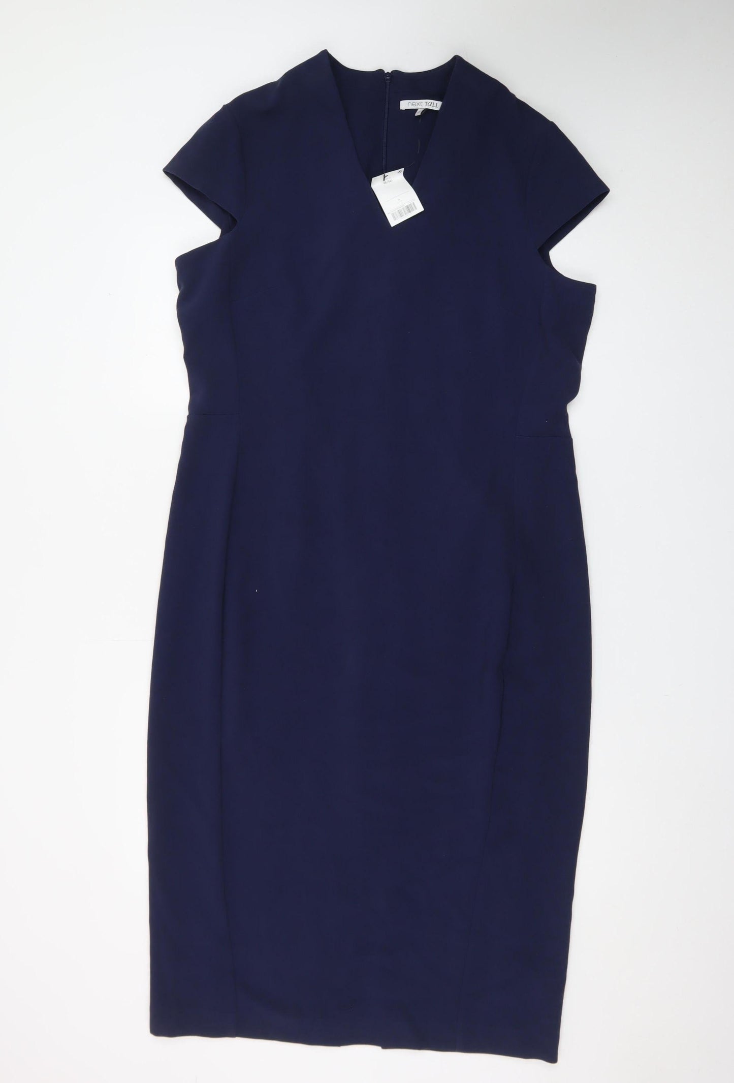 Next Tall Women's Blue V-Neck Sheath Dress Size 18