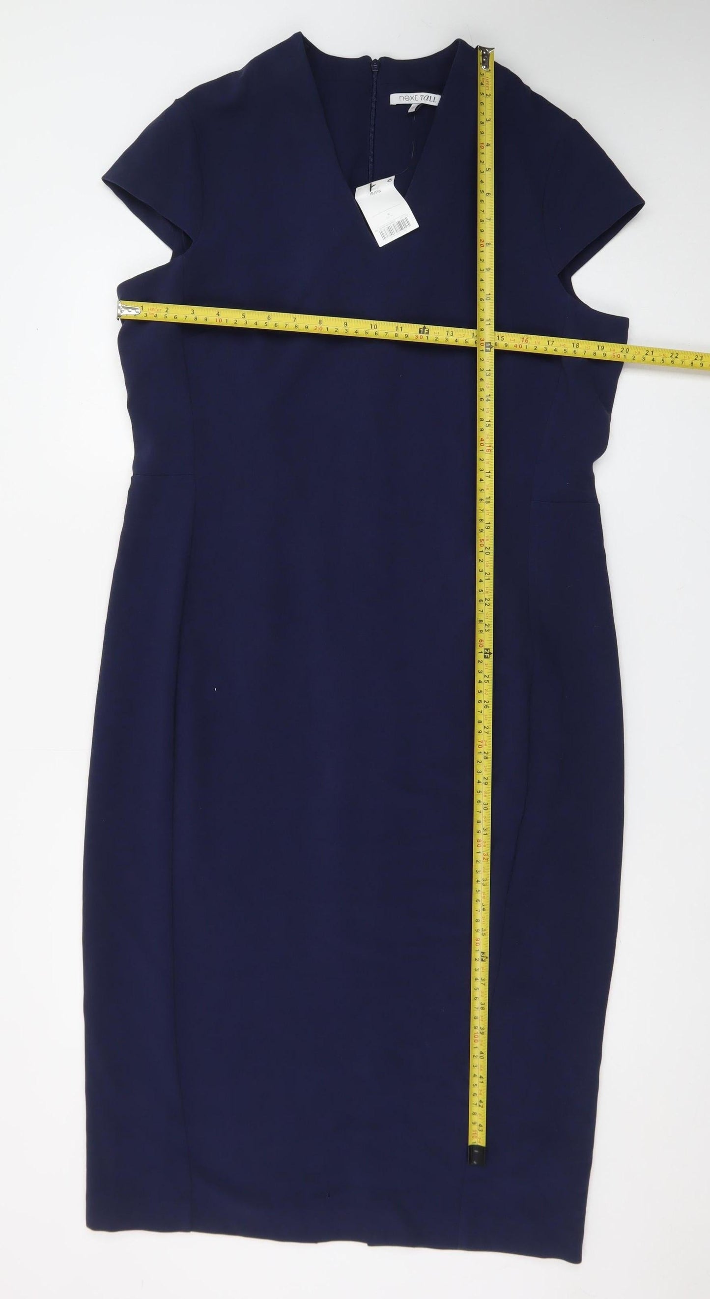 Next Tall Women's Blue V-Neck Sheath Dress Size 18