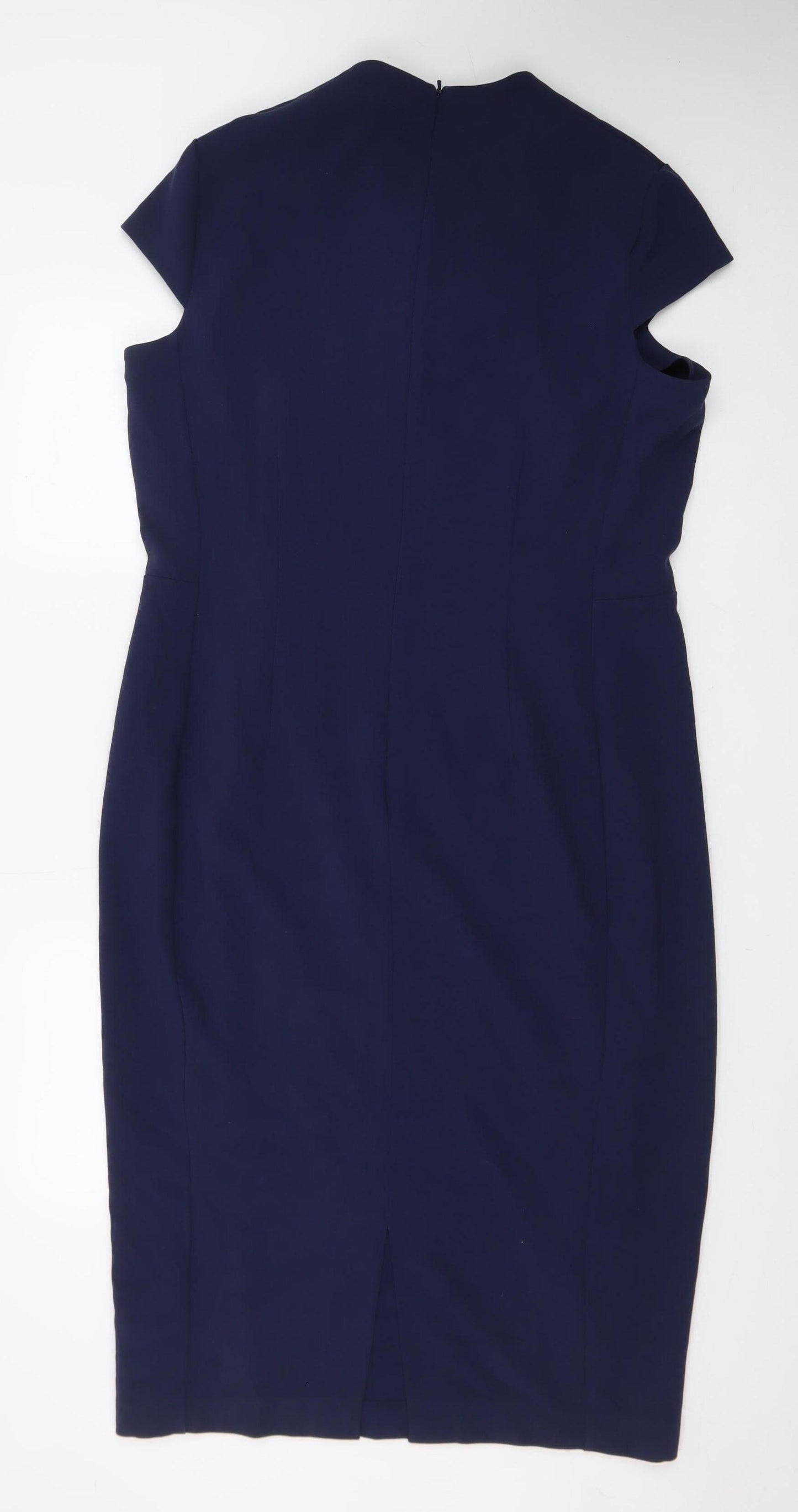 Next Tall Women's Blue V-Neck Sheath Dress Size 18