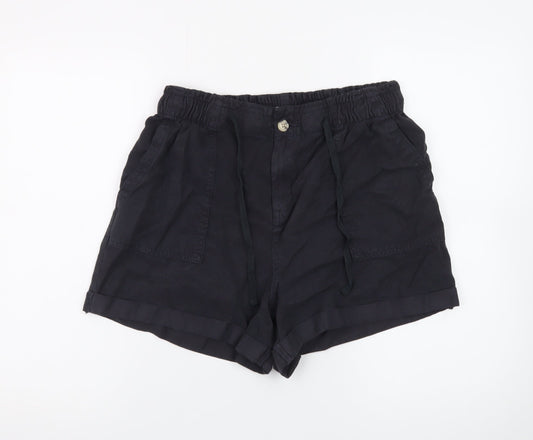 Denim Co Women Black M Casual Drawstring Shorts