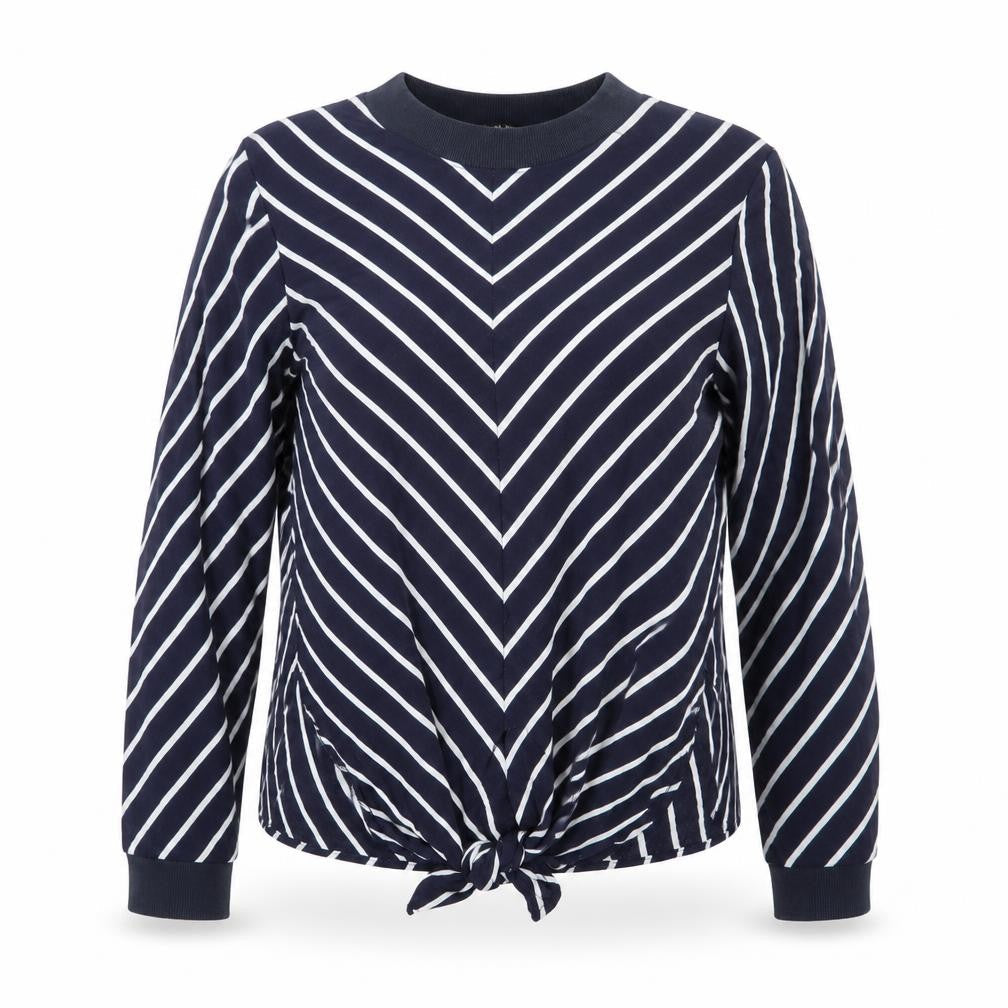 Zara Basic Women's Blue Striped Tie Hem Long Sleeve Blouse Size 12