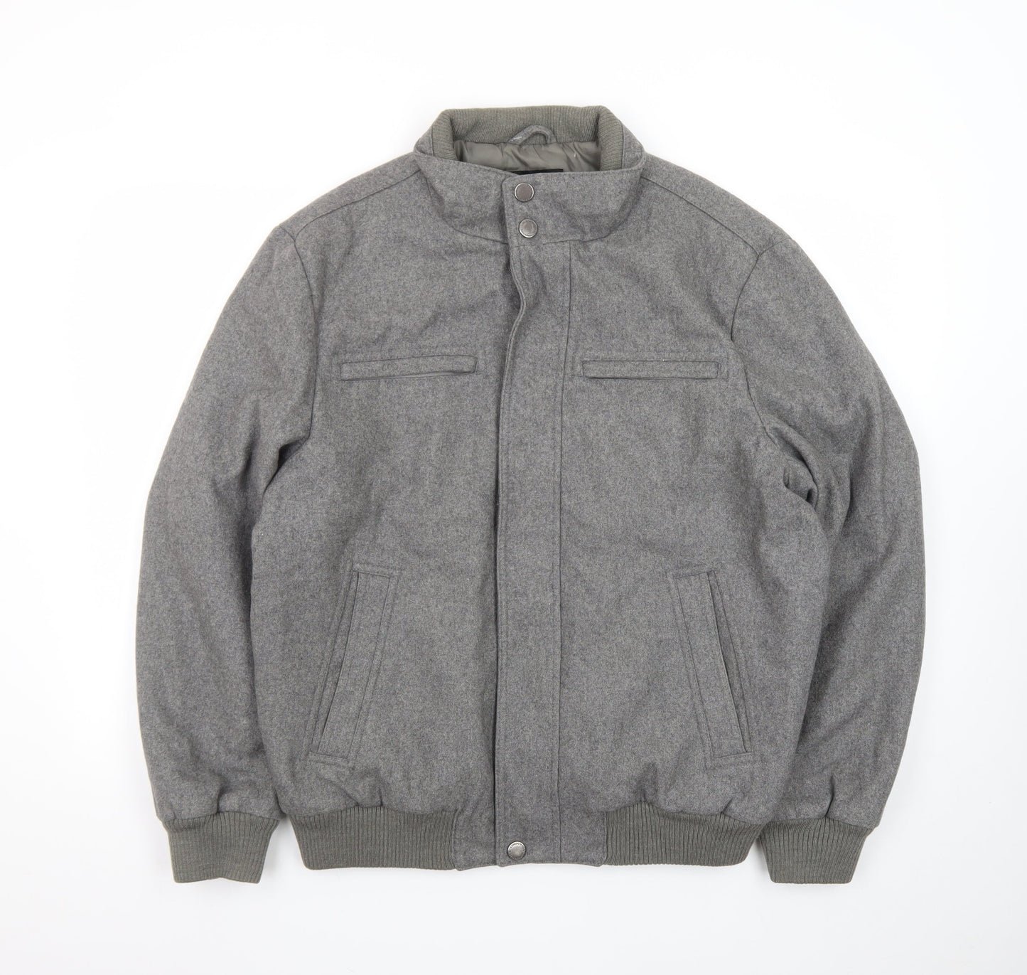 London Fog Men's Grey Wool Blend Bomber Jacket M