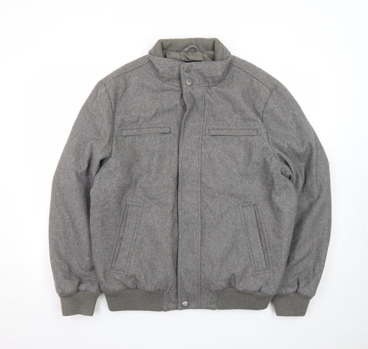 London Fog Men's Grey Wool Blend Bomber Jacket M
