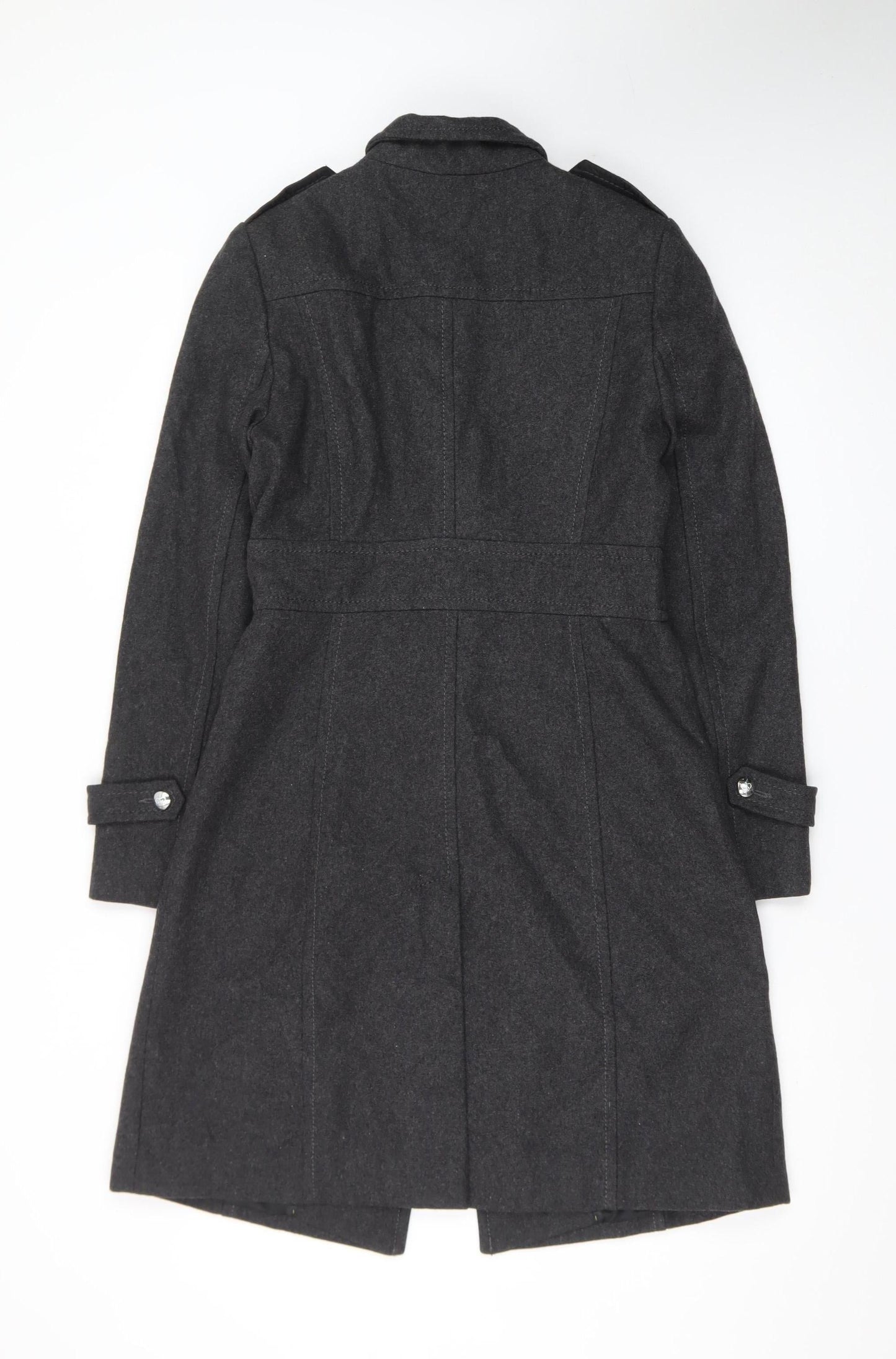 Kenneth Cole Reaction Men's Grey Wool Military Coat Size S Long