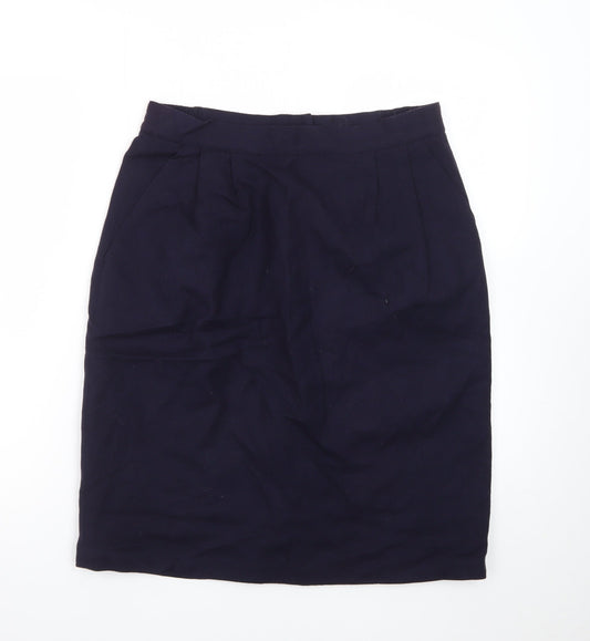 Sag Harbor Women Blue Wool Knee Length Pencil Skirt Size 14