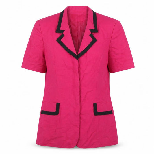 Oleg Cassini Women's Pink Linen Blend Short Sleeve Blazer Size 8