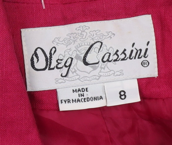 Oleg Cassini Women's Pink Linen Blend Short Sleeve Blazer Size 8