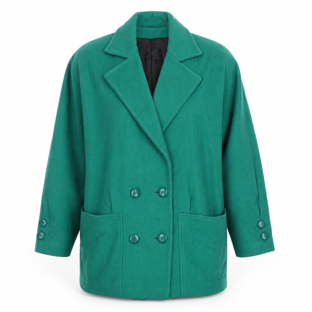 Thunder Bay Women Green Wool Mid-Length Overcoat Size 6