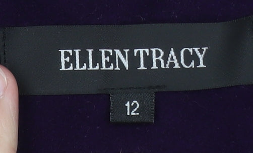 Ellen Tracy Women's Purple Wool Blend Mid-Length Overcoat Size 12