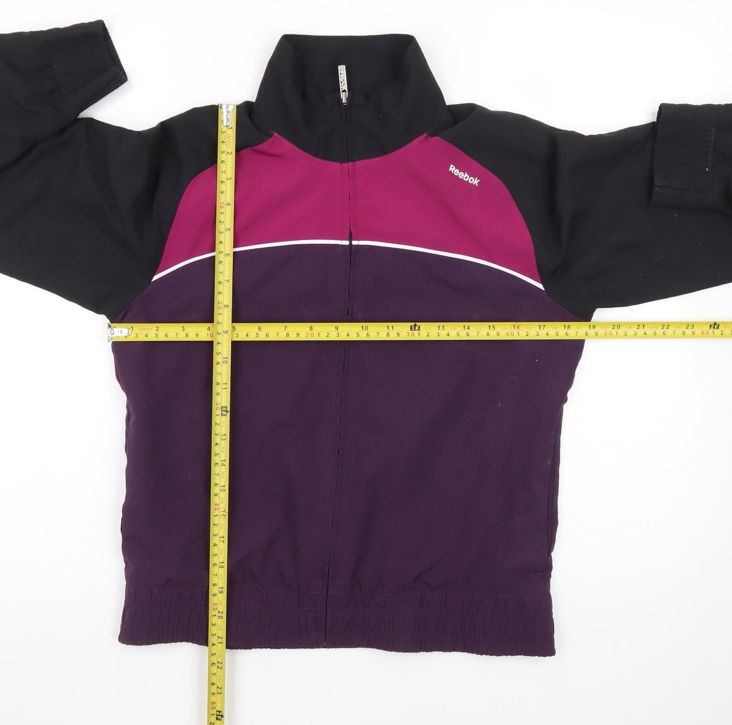 Reebok Women's Purple Black Full Zip Bomber Jacket Size S