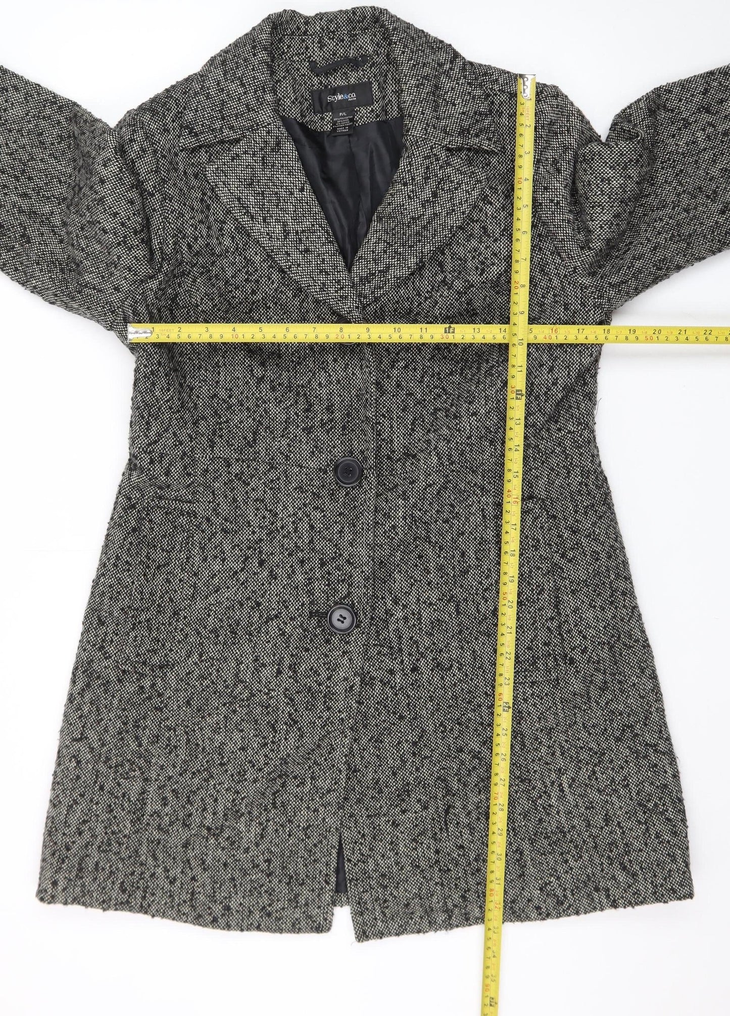 Style & Co Women’s Grey Wool Blend Petite Overcoat Size 12
