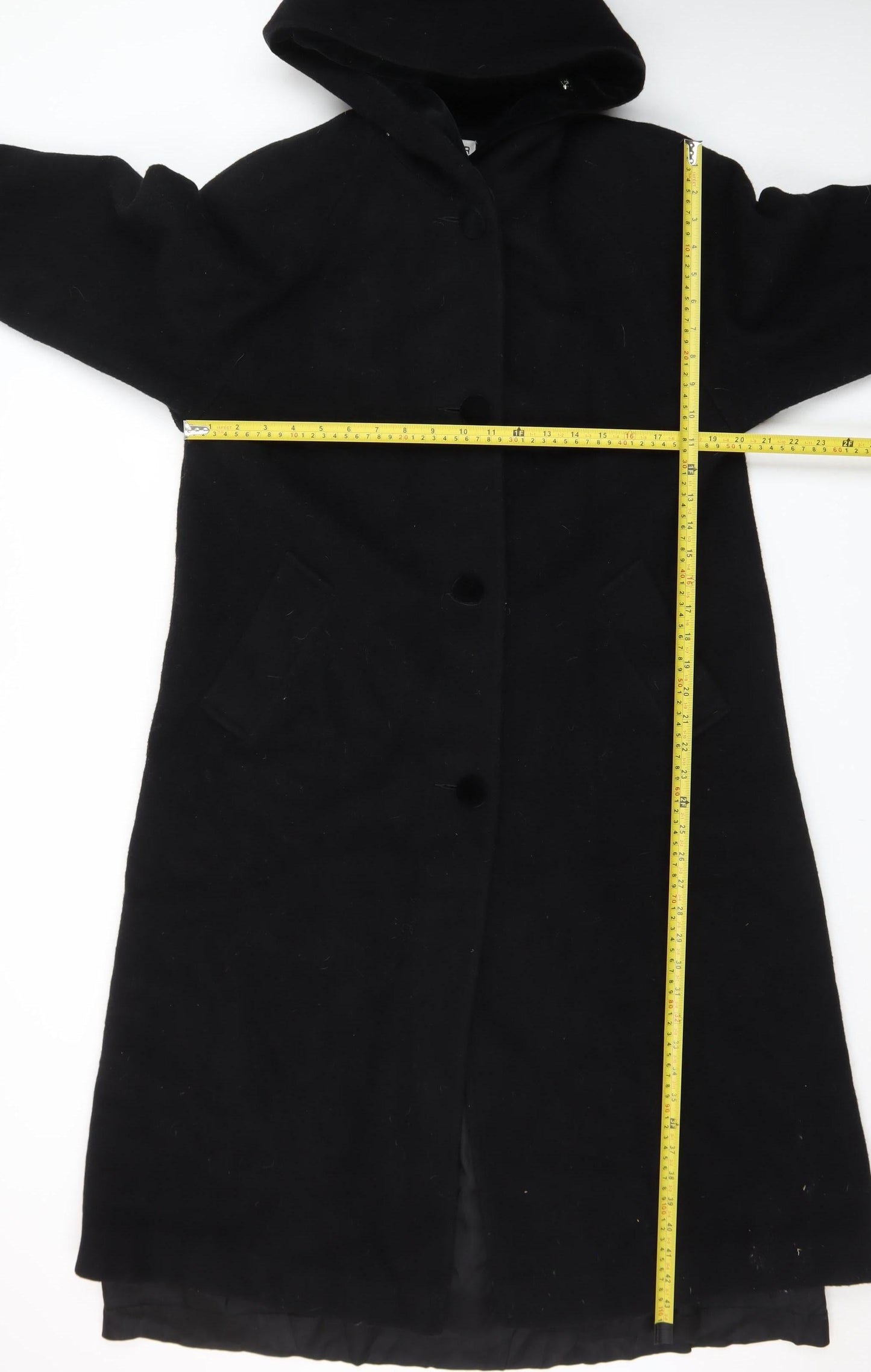 Forecaster of Boston Men's Black Wool Hooded Overcoat Size S