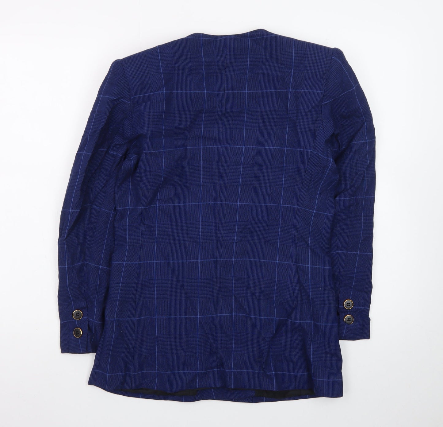 Kasper Women's Blue Checked Double-Breasted Blazer Size 10