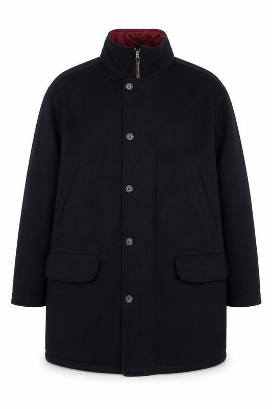 Eddie Bauer Men’s Black Wool Blend Mid-Length Overcoat L