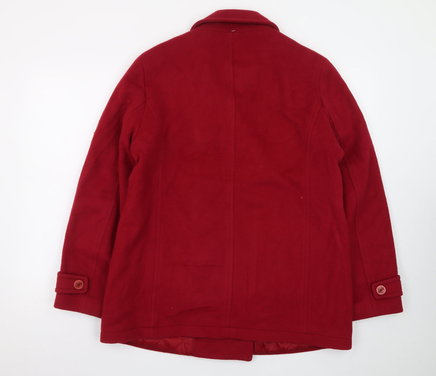 L.L.Bean Womens Red Wool Pea Coat Mid-Length Jacket Size M
