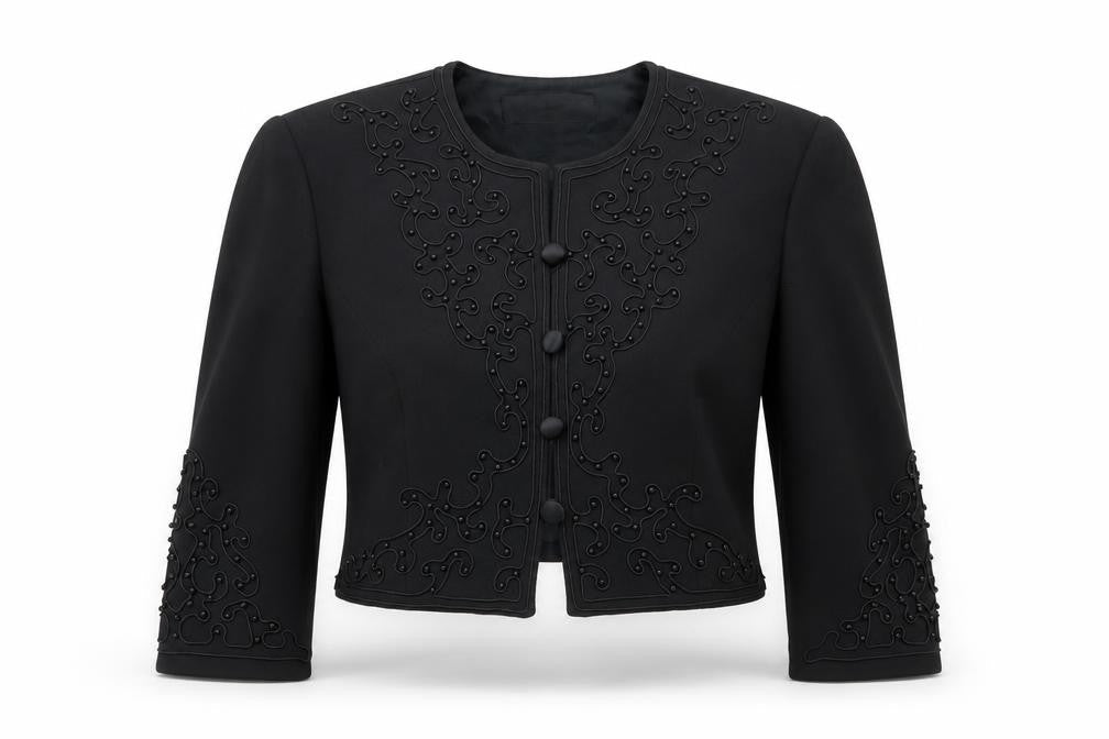 Donna Morgan Women Black Petite Cropped Suit Jacket Size 8 Polyester