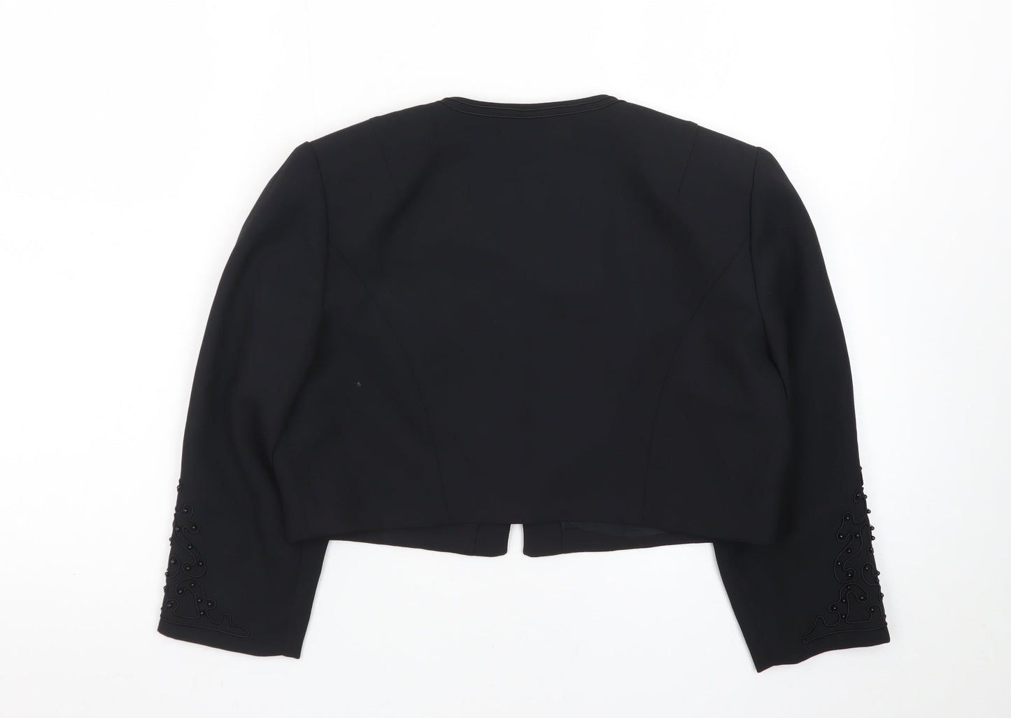 Donna Morgan Women Black Petite Cropped Suit Jacket Size 8 Polyester