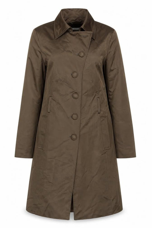 Dressbarn Women's Brown Long Trench Coat Size S Classic Lined Polyester