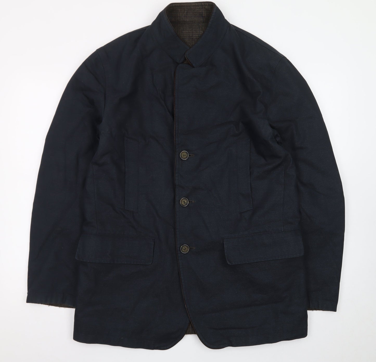 Zerosettanta Studio Men's Blue Reversible Wool Cashmere Overcoat Size 50