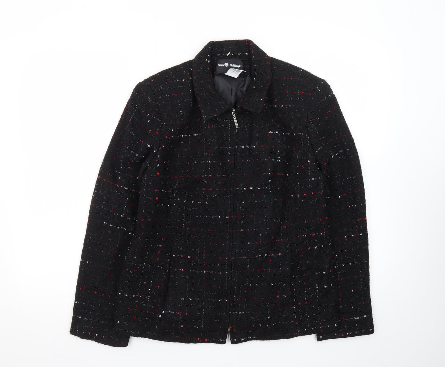 Sag Harbor Petite Black Tweed Check Suit Jacket Women's Size 10P