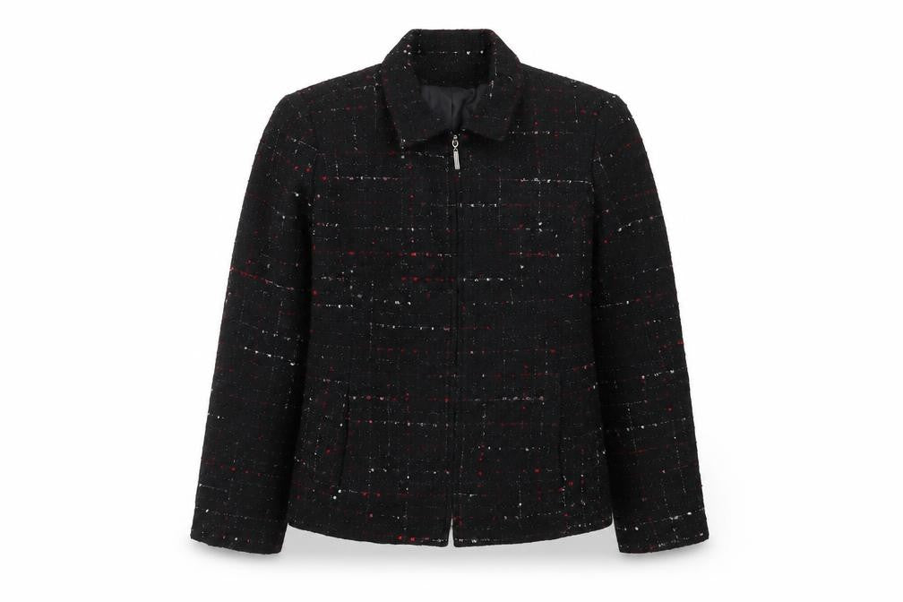 Sag Harbor Petite Black Tweed Check Suit Jacket Women's Size 10P