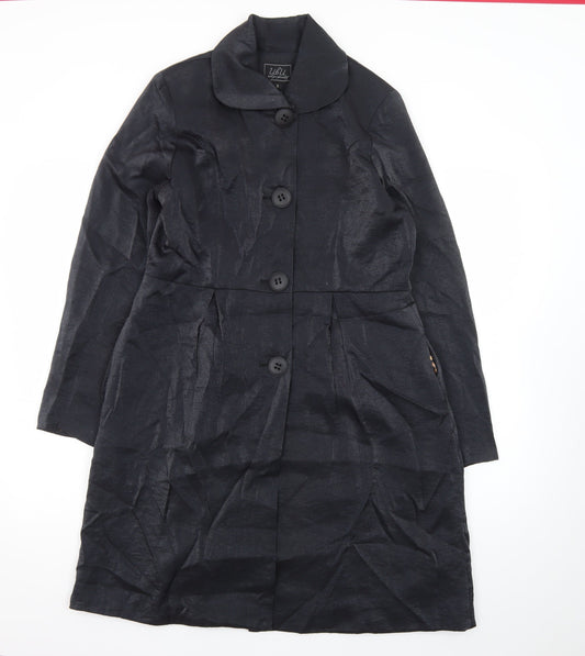 UBU Women’s Black Long Overcoat Size S Cotton Nylon Lightweight