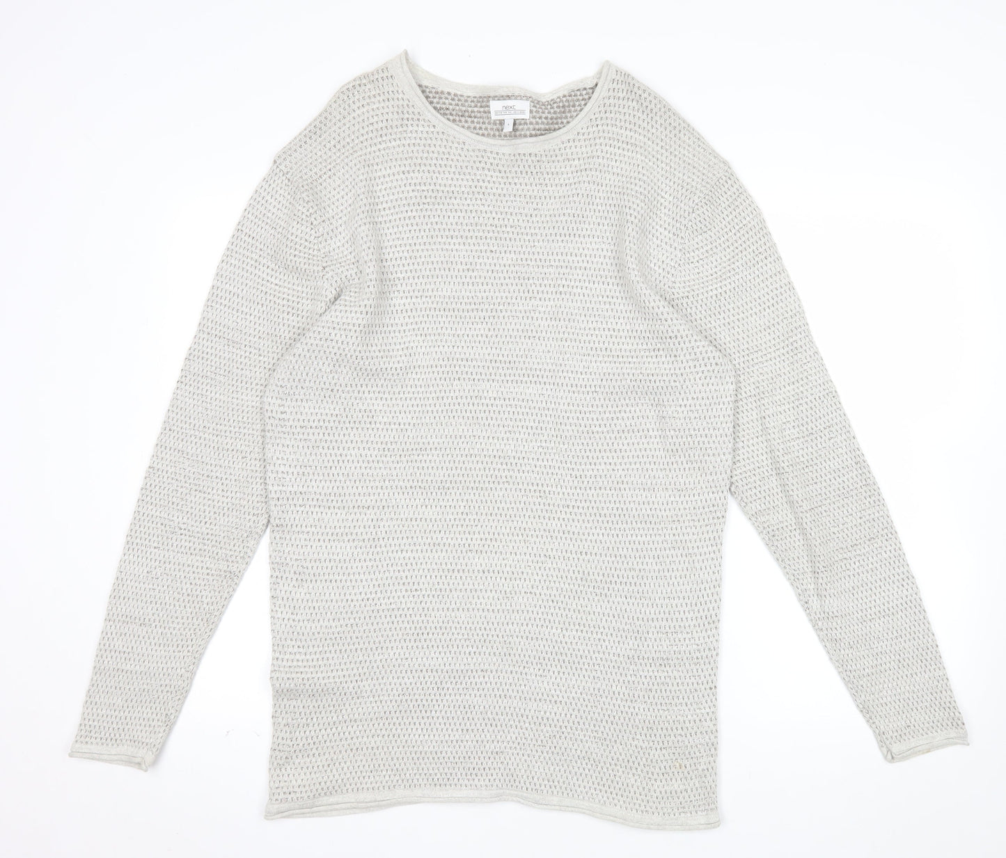 Next Mens Beige Cotton Waffle Knit Jumper Size L