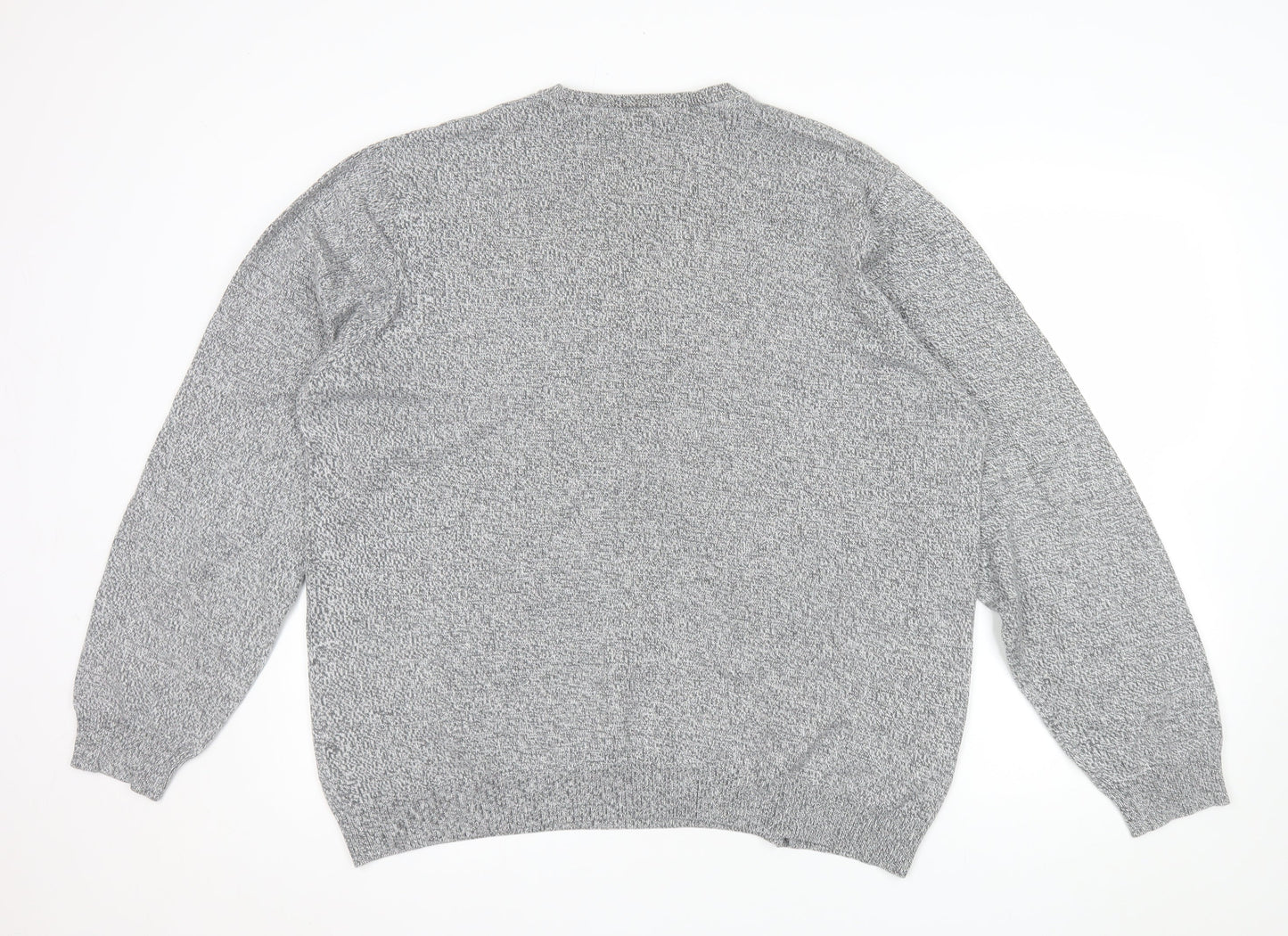 Marks and Spencer Men's Grey Cotton Blend Crew Neck Jumper XL Regular Fit