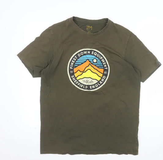 Rab Men's Green Graphic Outdoor Cotton T-Shirt Size L