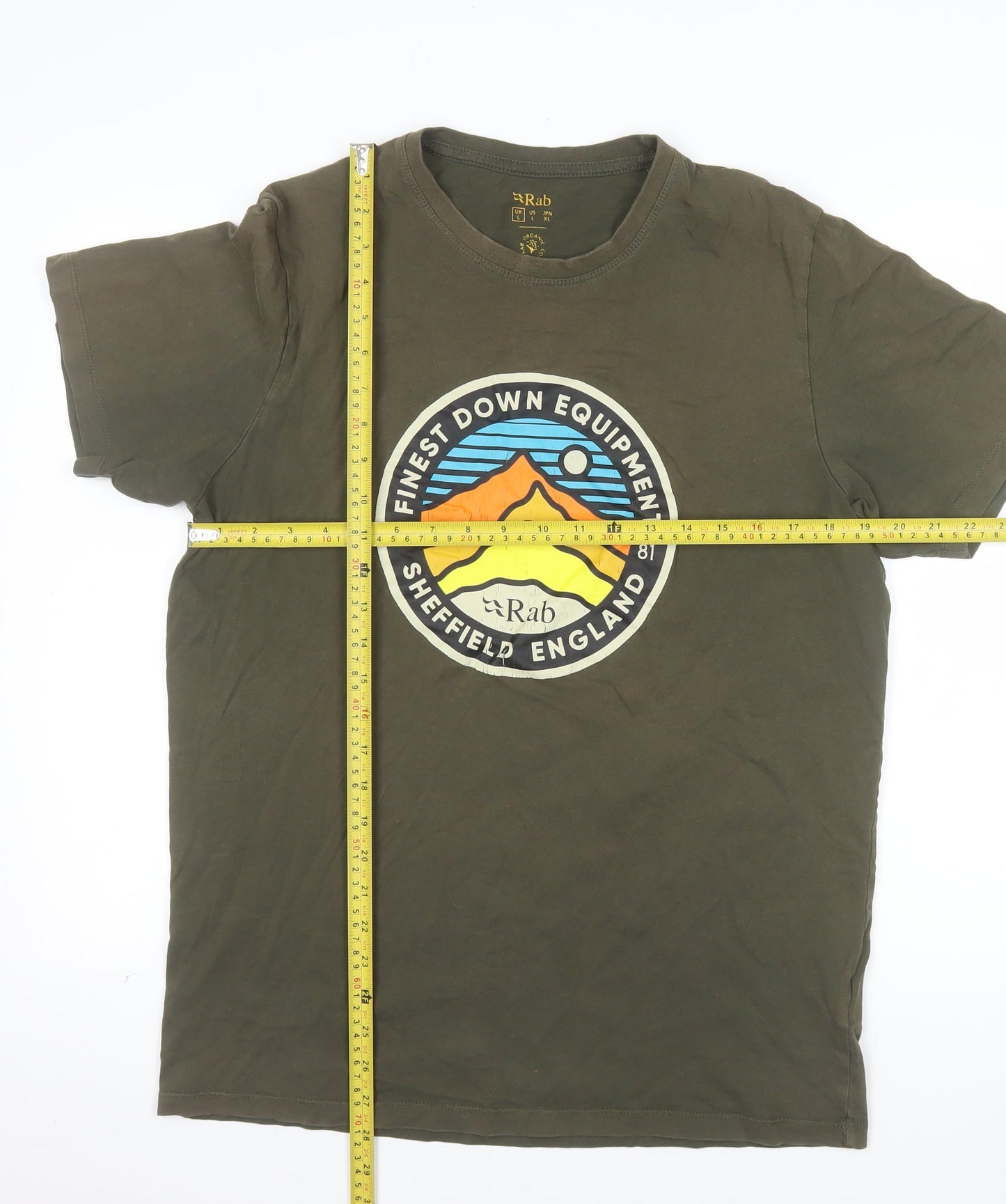 Rab Men's Green Graphic Outdoor Cotton T-Shirt Size L