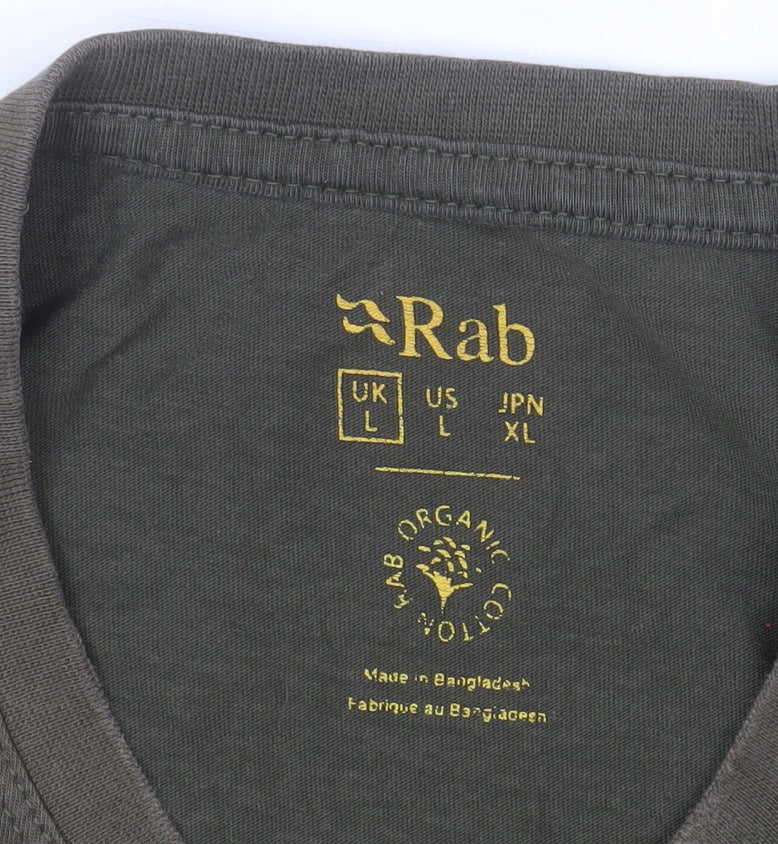 Rab Men's Green Graphic Outdoor Cotton T-Shirt Size L