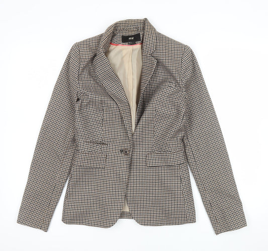 H&M Women's Brown Houndstooth Slim Fit Blazer Size 4