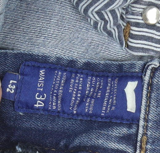 GAS Men Blue 34x32 Regular Fit Straight Denim Jeans