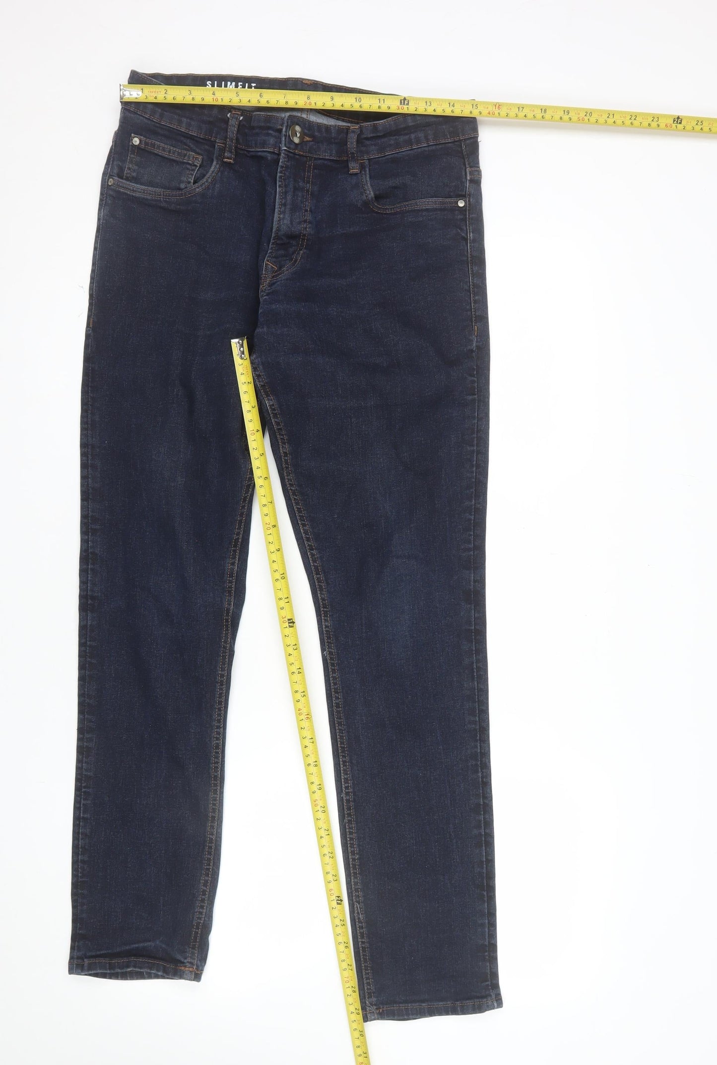 George Men's Blue Slim Fit Denim Jeans 34W 32L Straight Leg