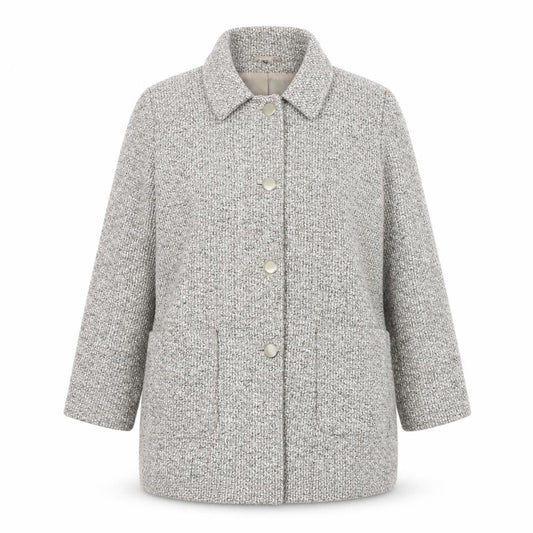 Julipa Women's Beige Tweed Mid-Length Overcoat Size 18 Lined Button