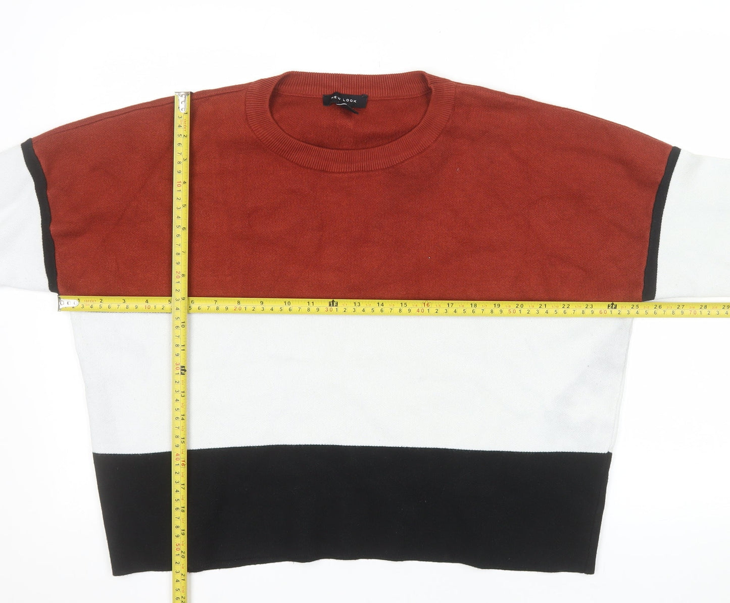 New Look Women’s Multicoloured Striped Crew Neck Pullover Jumper Size L