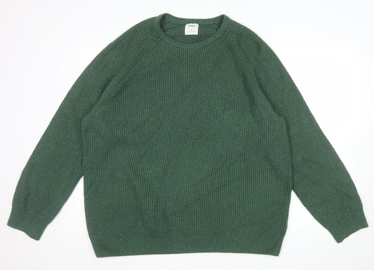 Marks and Spencer Men's Green 3XL Chunky Knit Wool Pullover Jumper