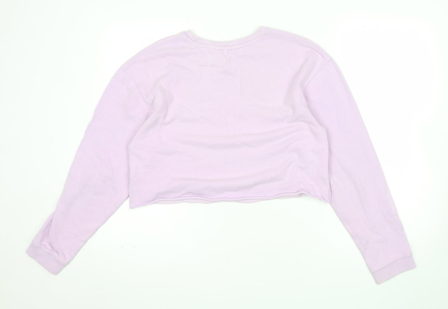 Miss Selfridge Women Lilac Crop Pullover Sweatshirt UK 8 Cotton