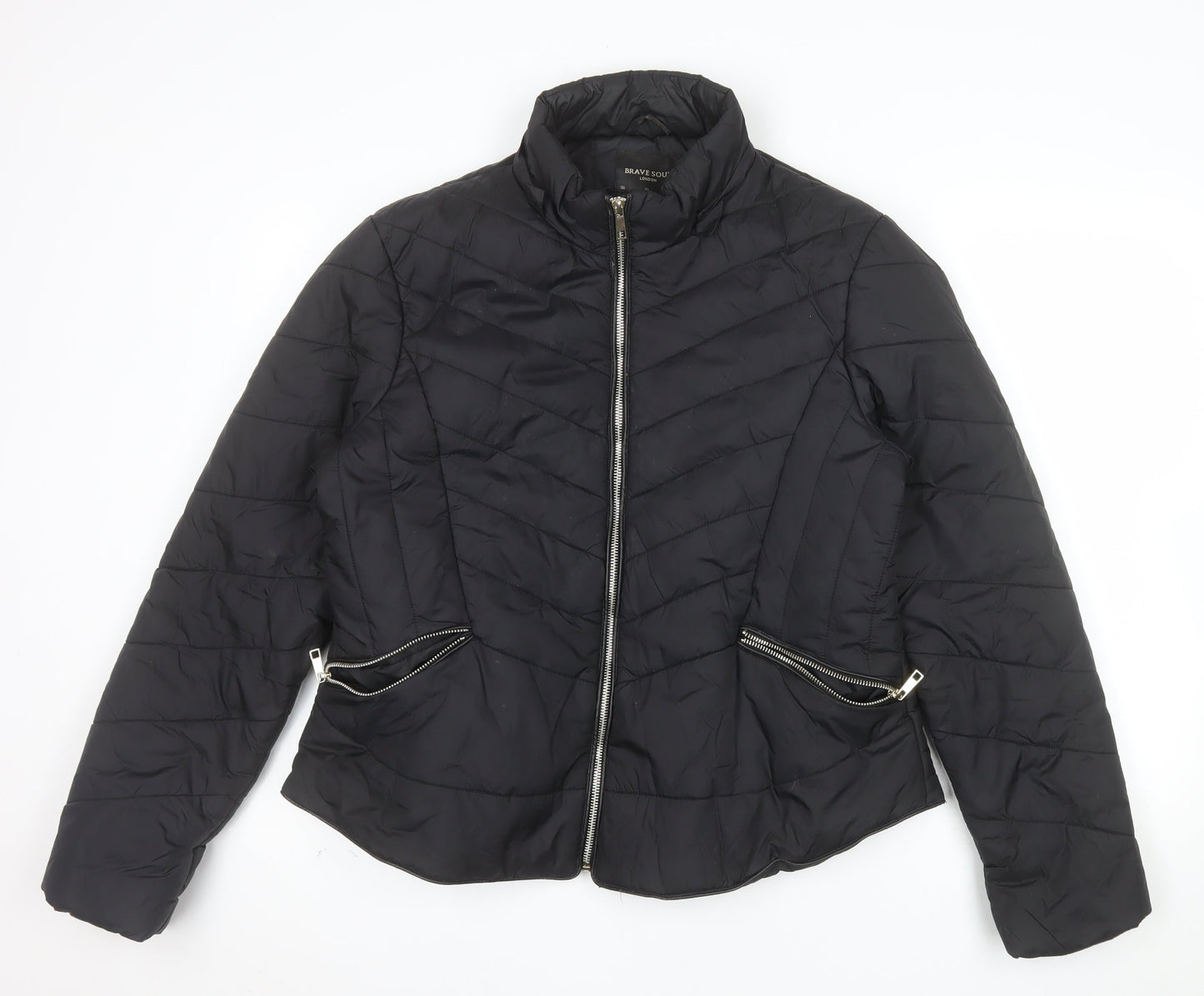 Brave Soul Women's Black Quilted Puffer Jacket Size 16 XL