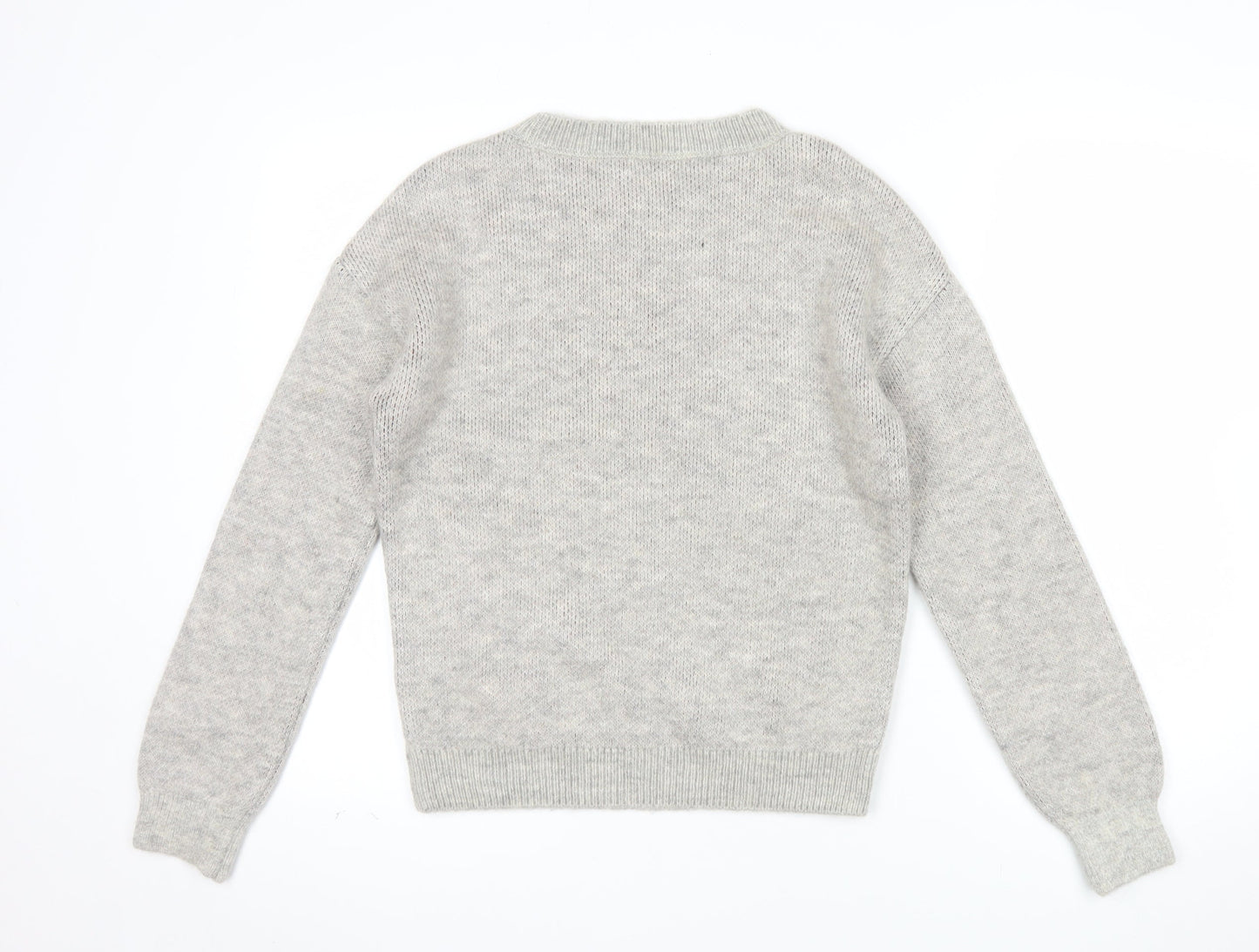 Tu Womens Grey City Print Knit Jumper Size 8 Crew Neck Pullover